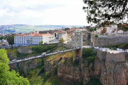 a bridge over a city